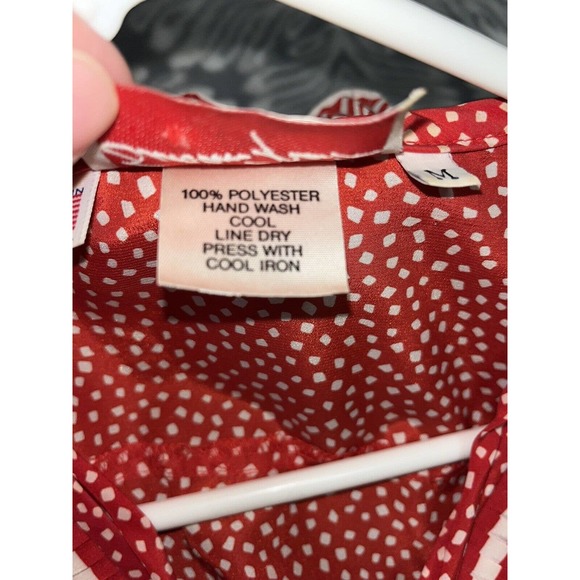 Vintage Assorti For Susan Freis Red/White Dress Pleated Flowy Ruffle 80s‎ S/M - Picture 16 of 16